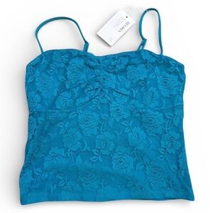 Re Ona Teal Floral Lace Camisole